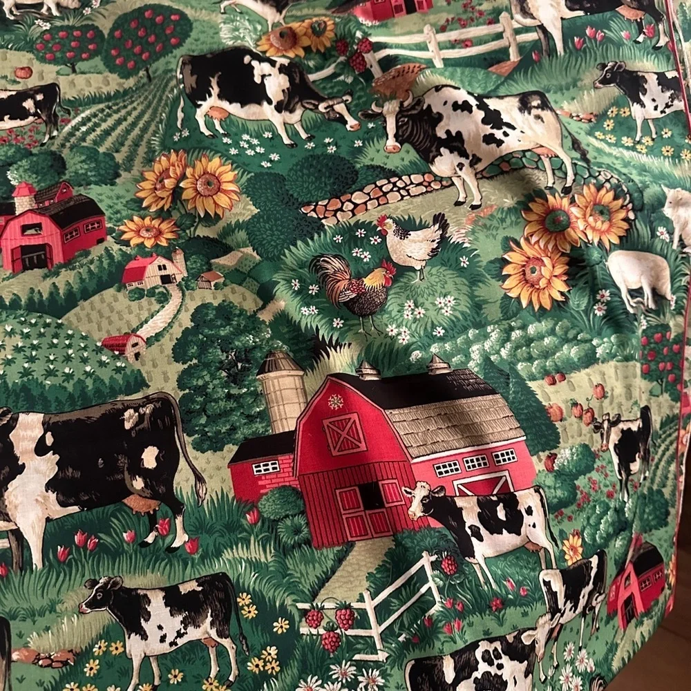 Farmhouse Animal Print Fabric with finished edge 108 by 44”